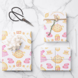 Elegantes rosa und goldenes Party Geschenkpapier Set