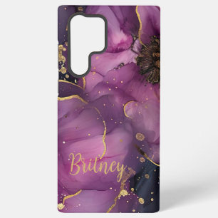 elegantes rosa und goldenes Wasserfarben-Blumendes Samsung Galaxy Hülle