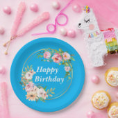 Elegantes rosa und goldfarbenes Blume-Kronpapier-B Pappteller (Party)