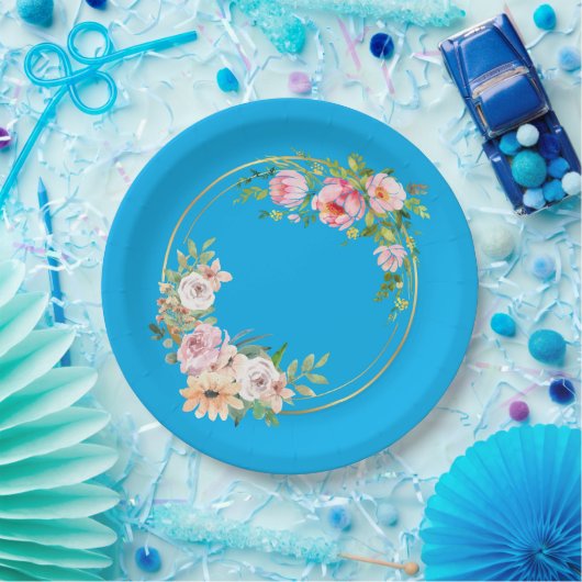 Elegantes rosa und goldfarbenes Blume-Kronpapier-B Pappteller (Party)