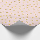 Elegantes Rosa-und Goldfolieconfetti-Punkt-Muster Geschenkpapier (Ecke)