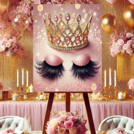 Elegantes Rosa und Goldkrone Eyelashes Acrylschild