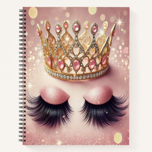 Elegantes Rosa und Goldkrone Eyelashes Notizblock (Vorderseite)