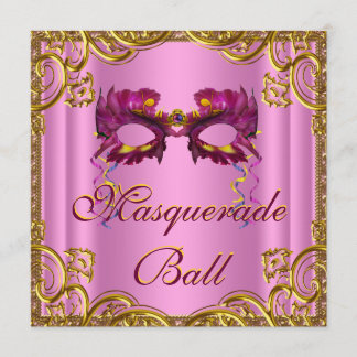 Elegantes Rosa- und Goldmasquerade-Party Einladung