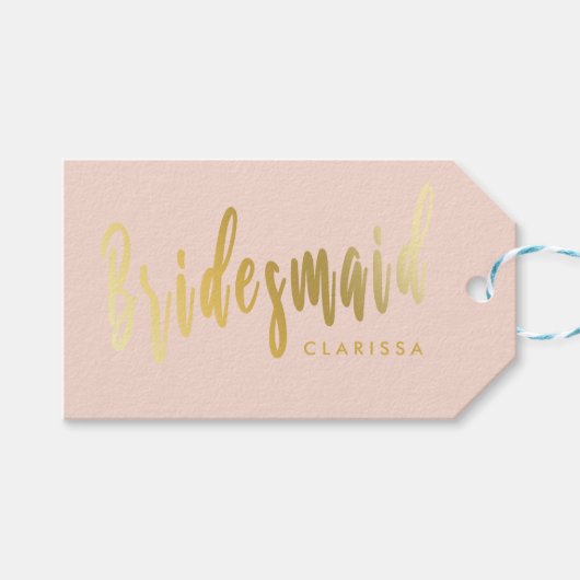 Elegantes Rosa und Goldmedaille Geschenkanhänger (Vorderseite (Horizontal))