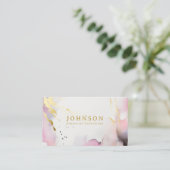 Elegantes Rosa und Grau Wasserfarben Stilvolles Go Visitenkarte (Stehend Vorderseite)