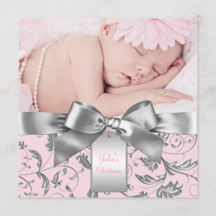 Elegantes Rosa und graues Abendessen Einladung