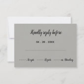 Elegantes rosa und graues, florales Hochzeitspanel RSVP Karte (Rückseite)