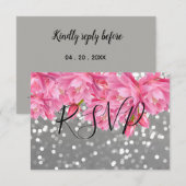 Elegantes rosa und graues, florales Hochzeitspanel RSVP Karte (Vorne/Hinten)