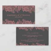 Elegantes rosa und graues Paisley Lace Visitenkarte (Vorne/Hinten)