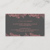 Elegantes rosa und graues Paisley Lace Visitenkarte (Rückseite)