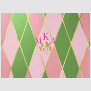 Elegantes rosa und grüne Raute Geschenk Seidenpapier