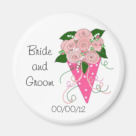 Elegantes rosa und grünes Wedding Bouquet Magnet (Vorne)