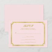 Elegantes Rosa und Imitats Gold Wedding RSVP (Vorne/Hinten)