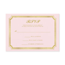 Elegantes Rosa und Imitats Gold Wedding RSVP