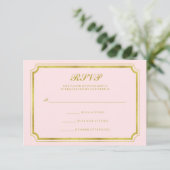 Elegantes Rosa und Imitats Gold Wedding RSVP Karte (Stehend Vorderseite)