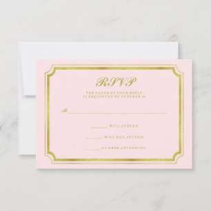 Elegantes Rosa und Imitats Gold Wedding RSVP Karte