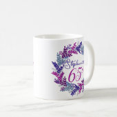 Elegantes Rosa und Lila 65. Geburtstag Kaffeetasse (VorderseiteRechts)