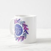 Elegantes Rosa und Lila 65. Geburtstag Kaffeetasse (Vorderseite Links)