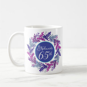Elegantes Rosa und Lila 65. Geburtstag Kaffeetasse