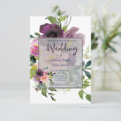 Elegantes Rosa und lila Blumen Einladung (Stehend Vorderseite)