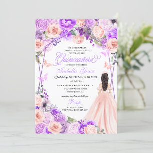 Elegantes Rosa und Lila Blumenmotiv Einladung