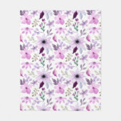 Elegantes Rosa- und Lila-Blumenmuster Fleecedecke (Vorderseite)
