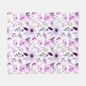 Elegantes Rosa- und Lila-Blumenmuster Fleecedecke (Vorderseite (Horizontal))