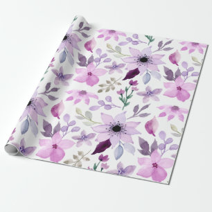 Elegantes Rosa- und Lila-Blumenmuster Geschenkpapier