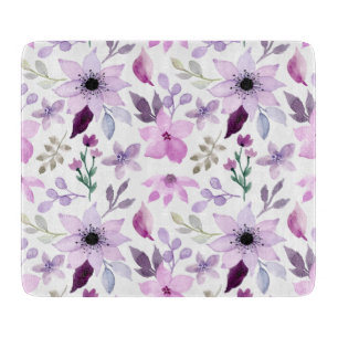 Elegantes Rosa- und Lila-Blumenmuster Schneidebrett