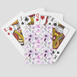 Elegantes Rosa- und Lila-Blumenmuster Spielkarten