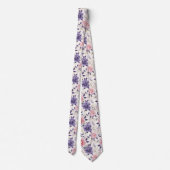 Elegantes Rosa und Lila Floral Neck Tie Krawatte (Rückseite)