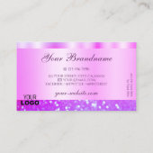 Elegantes, rosa und Lila funkelndes Glitzer-Logo Visitenkarte (Rückseite)