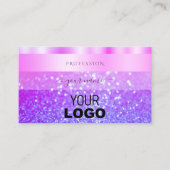 Elegantes, rosa und Lila funkelndes Glitzer-Logo Visitenkarte (Vorderseite)