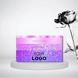 Elegantes, rosa und Lila funkelndes Glitzer-Logo Visitenkarte