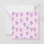 Elegantes rosa und Lila Herzmonogramm Mitteilungskarte (Rückseite)