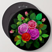 Elegantes Rosa und Lila Rose Blume Button (Vorne & Hinten)