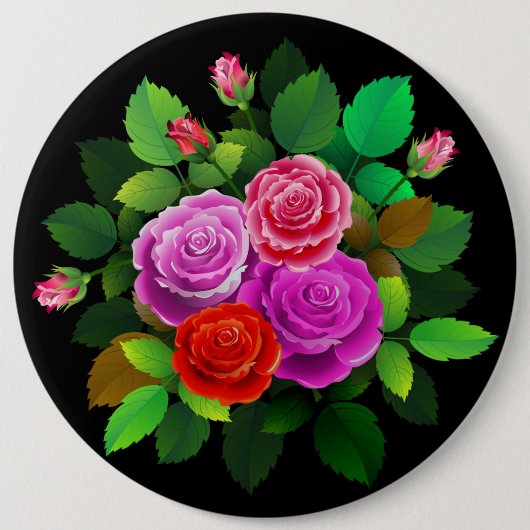 Elegantes Rosa und Lila Rose Blume Button (Vorderseite)