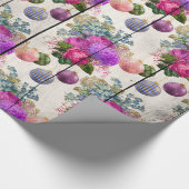 Elegantes rosa und lila Weihnachtsblumenmuster Geschenkpapier (Ecke)