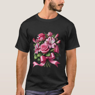 Elegantes rosa- und lilienblumenbouquet mit einer T-Shirt