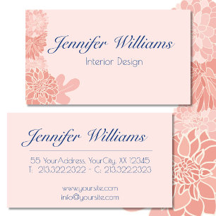 Elegantes Rosa und Marineblau floral Visitenkarte