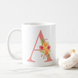Elegantes rosa und orangefarbenes Monogramm der Bl Kaffeetasse