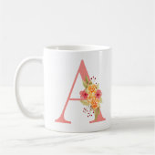 Elegantes rosa und orangefarbenes Monogramm der Bl Kaffeetasse (Links)