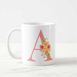Elegantes rosa und orangefarbenes Monogramm der Bl Kaffeetasse