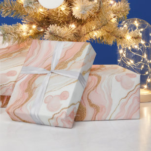 Elegantes Rosa und Roségoldfolien-Marmor Geschenkpapier