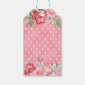 Elegantes Rosa und Rote Rosen auf rosa Rückseite m Geschenkanhänger (Rückseite)