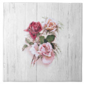 Elegantes Rosa und Rote Rosen auf weißgetünchtes H Fliese (Vorderseite)