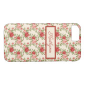 Elegantes Rosa und Rote Rosen - Mit Monogramm Case-Mate iPhone Hülle (Rückseite (Horizontal))