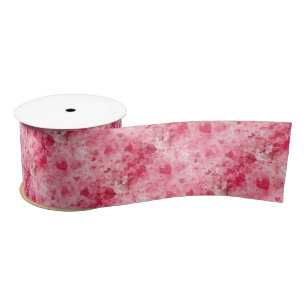 Elegantes rosa und rotes Herz, Band 3" breit Satinband