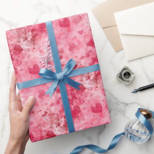 Elegantes rosa und rotes Herz-Umschlagpapier Geschenkpapier